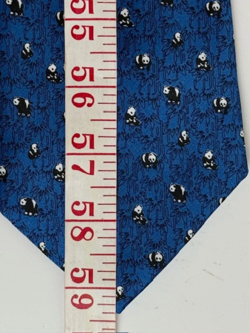 Kailong Vintage Mens Tie Handmade 100% Silk Panda Bears & Bamboo Blue Dress